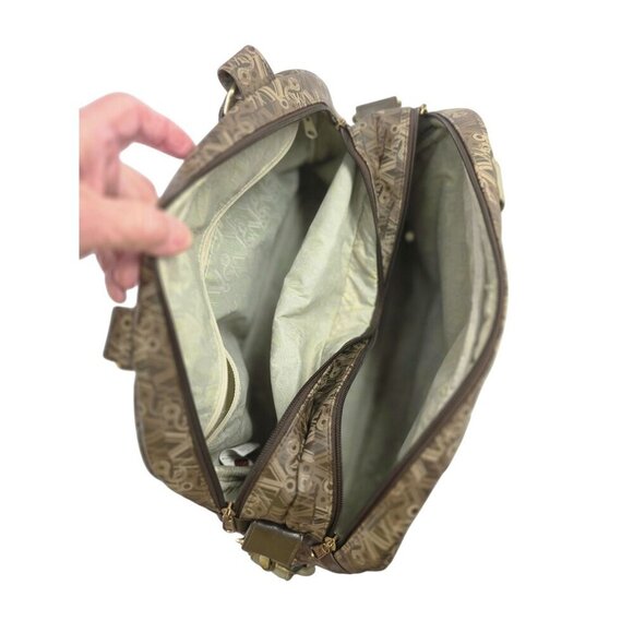 Volcom Stone Logo Y2K Duffel Bag Brown Vinyl Zip Compartments Detach XBody Strap - Picture 7 of 14